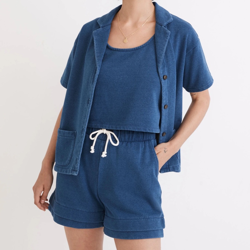 Madewell indigo terry camp set NWT